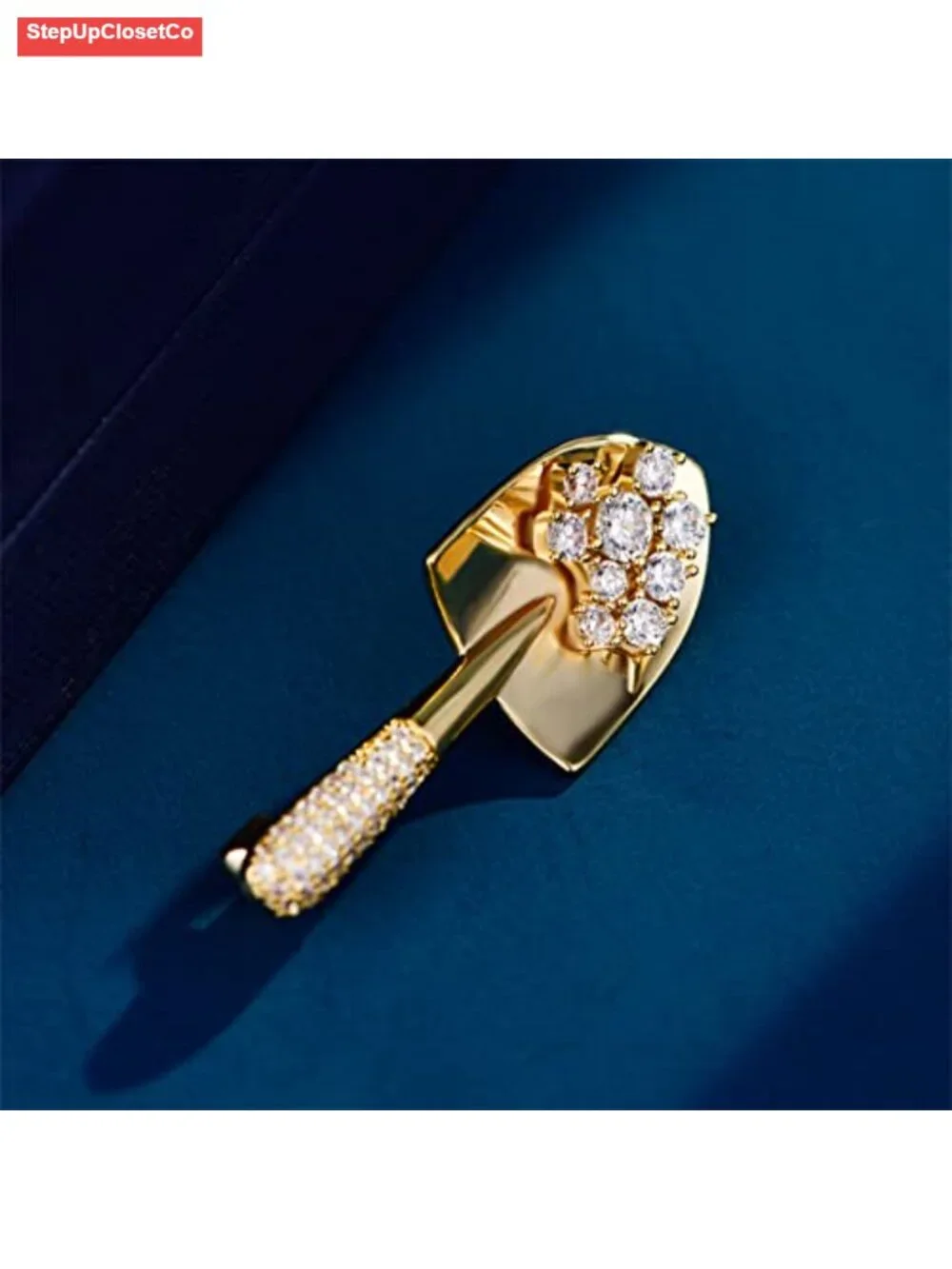 Gold Plated Copper Brooch Pin with Zircon Gemstone - Stylish Women's Costume